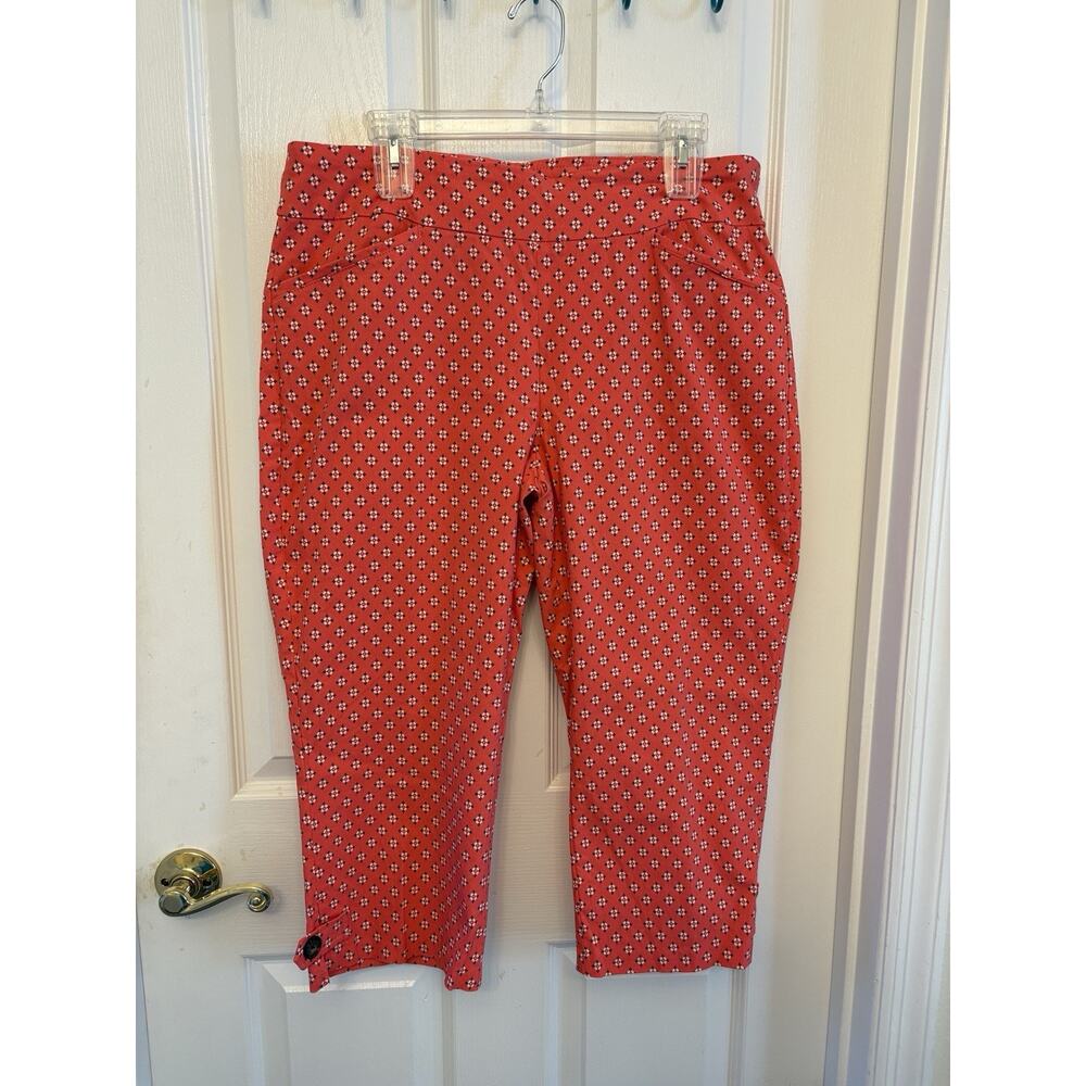 Coral Bay Women’s 14 Orange Print Hi Rise Spandex Capris